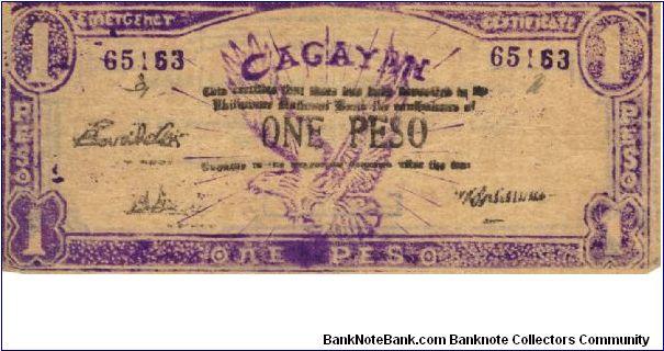 S-187 Cagayan 1 Peso note. Will trade this note for Philippine notes I don't have. Banknote