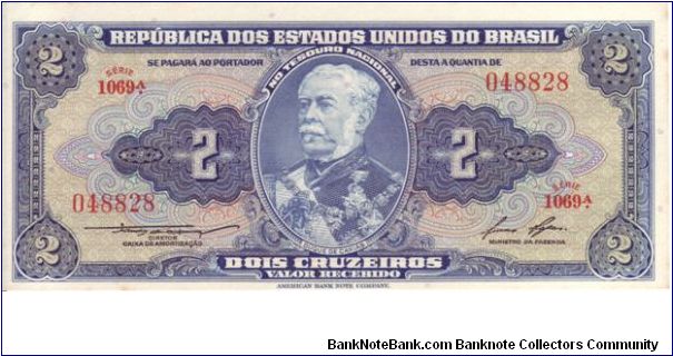 Brazil 2 Cruzeiros dating from the 1950's/1960's 

1st Issue Banknote