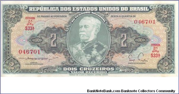 Brazil 2 Cruzeiros dating from the 1950's/1960's.

2nd Issue Banknote