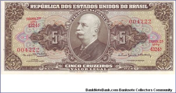 Brazil 5 Cruzeiros dating from the 1950's/1960's Banknote