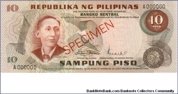 2nd PINOY SERIES 22S1 (p149s1) Marcos-Licaros A000000 (Specimen) Banknote