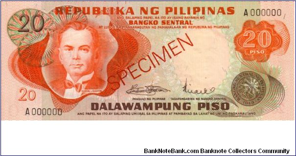 2nd PINOY SERIES 23S1 (p150s1) Marcos-Licaros A000000 (Specimen) Banknote
