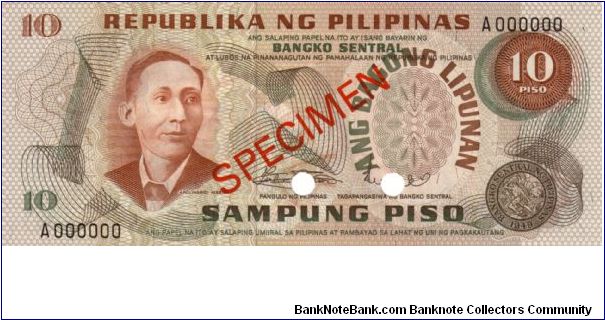 1st A.B.L. SERIES 27S2 (p154s2) Marcos-Licaros A000000 (Specimen) Banknote