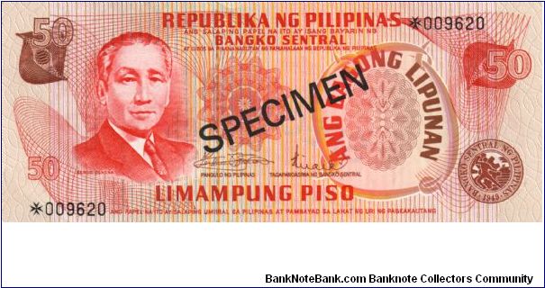 2nd A.B.L. SERIES 36CS (pCS1) Marcos-Licaros *009620 (Franklin Mint Specimen) Banknote