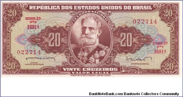 Brazil, 20 Cruzeiros.

Dating from the 1950's/1960's Banknote