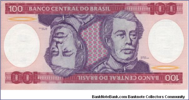 Brazil, 100 Cruzeiros.

This design was from the early 1980's and had a neat design where the note looked the same whichever way up you held it.

Unfortunately they never took off and they were quickly replaced by the mid-late 1980's Banknote