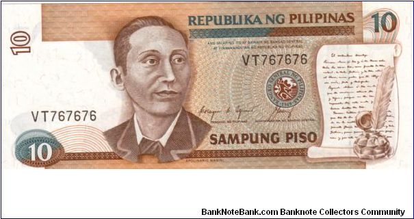 REDESIGNED SERIES 39f (p169c) Aquino-Cuisia RR000001-ZZ1000000 VT767676 (Repeater #) Banknote