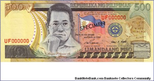 NEW SEAL SERIES 50S2 (p185s) Ramos-Singson UF000000 (Specimen) Banknote
