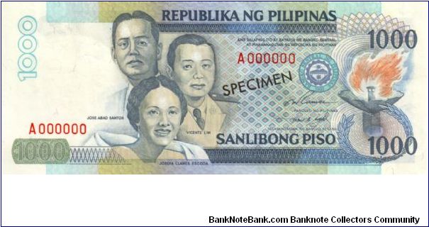 NEW SEAL SERIES 51S1 (p186s1) Ramos-Singson A000000 (Specimen) Banknote