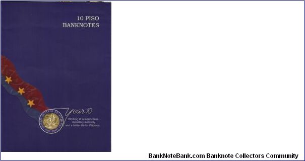 DATED SERIES 52n 2001 Last 10 Piso Sheet of 4   (Blue BSP Folder) Arroyo-Buenaventura (Double Wmk) ??000001-??1000000 FM Mixed #'s Banknote
