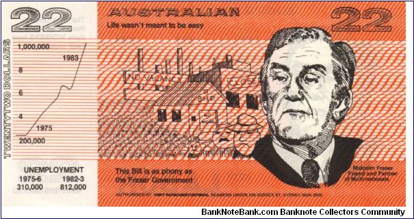 POLITICAL 1975 $3 Anti-Labor/ Gough Whitlam Authorised by J.Gadsdon Banknote