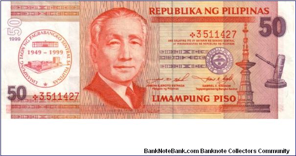 DATED SERIES 54b 1999 Bangko Sentral    Estrada-Singson ??000001-??1000000 *3511427 (Starnote) Banknote