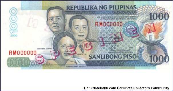 DATED SERIES 61S2 2000 Estrada-Buenaventura RM000000 (Specimen) Banknote