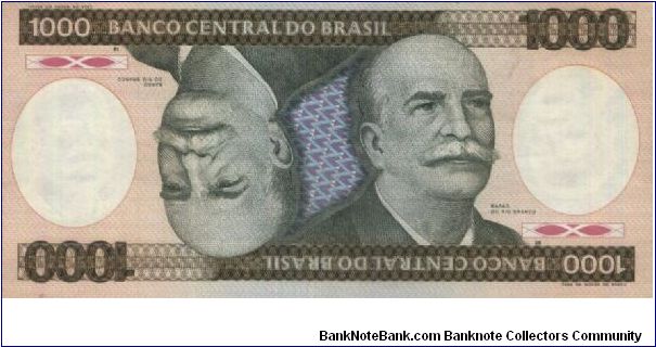 A Series 1000 Cruzeiros No:A893302782B
Dated 1986
Obverse:Barao Do Rio Branco
Reverse:Machinery
Watermark:Yes Banknote