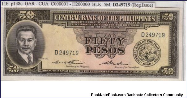 ENGLISH SERIES 50 Peso 11b (p138c) Gracia-Cuaderno D249719 Banknote