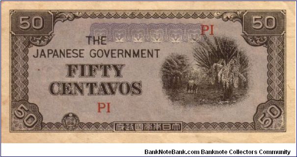 P4 (p105a) JIM. Philippines 50c PI Block Letters (Dark Coloured Center) Banknote