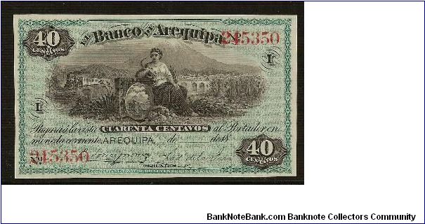 40 Centavos Banco De Arequipa Banknote