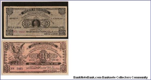 Cheque Provisional 1921 Una Libra+Medio Libra Front Banknote