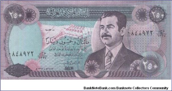 INVEST NOW!

250 Dinars Dated 1994, Central Bank of Iraq

Obverse:Saddam Hussein

Reverse:Liberty Monument

WHIILE STOCK LAST! Banknote