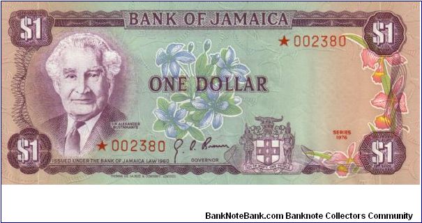 pCS1 SPECIMEN SET $1 *002380 Bank of Jamaica Collector Series Issue. 5000 sets of 4 notes issued in a blue folder with COA. Banknote