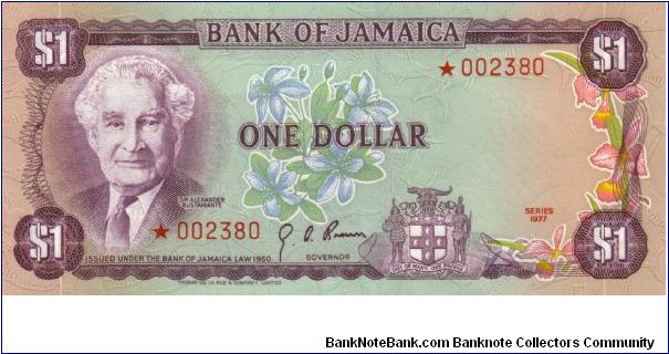 pCS2 SPECIMEN SET $1 *002380 Bank of Jamaica Collector Series Issue. 7500 sets of 4 notes issued in a blue folder with COA. Banknote