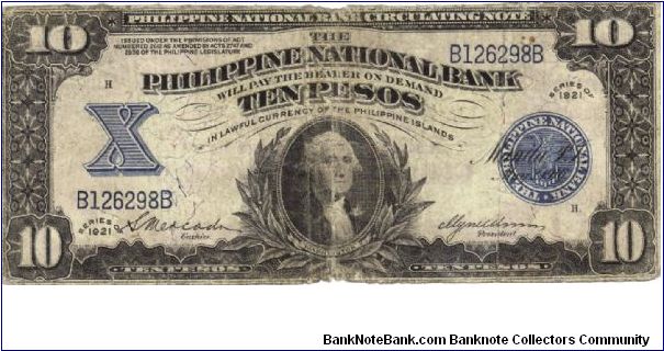 PI-54 RARE Philippine National Bank 10 Peso note. Banknote