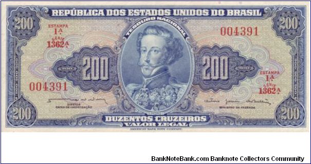 Brazil 200 Cruzeiros from 1950's/1960's Banknote