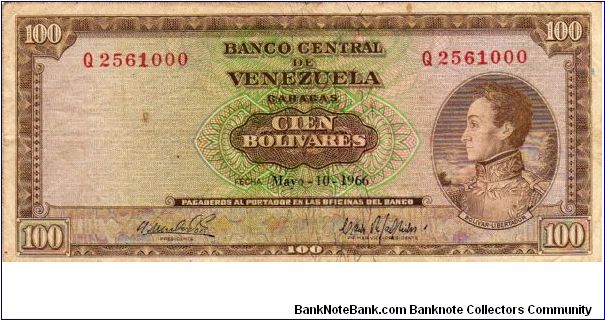 Denominacion: 100 Bolivares Banknote