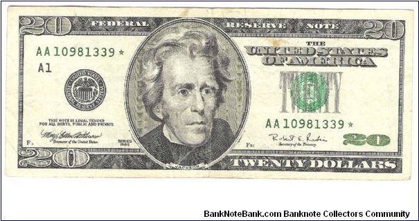 USA Boston 1996 $20 *Star Note* Banknote