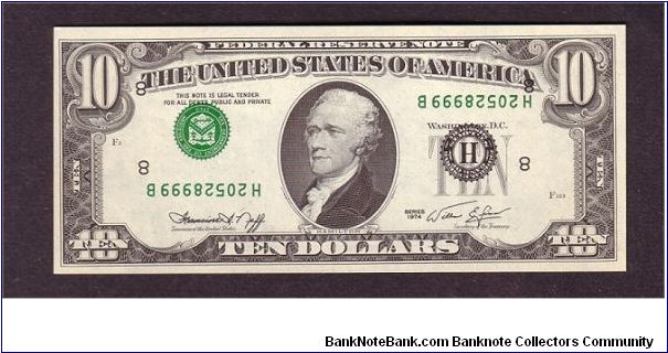 $10 Error
inverted 3rd print

Federal Reserve Note

obv: Alexander Hamilton, (Continental Congressman, Secretary of the Treasury Under George Washington)

rev: Treasury Building Banknote