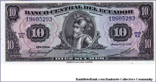 Denominacion: 10 Sucres Banknote
