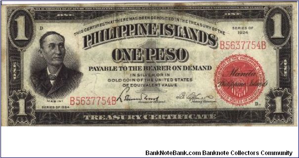 PI-68a Philippine Islands 1 Peso note. Banknote