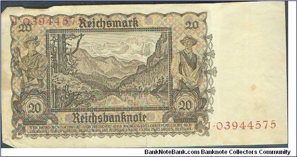 Banknote from Germany year 1939