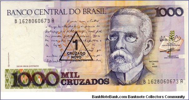 Denominacion: 1000 Cruzados (1 Nuevo Cruzado) Banknote