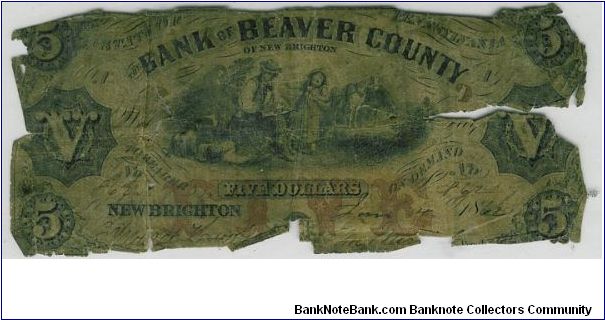 Bank of Beaver County, NewBrighton, PA. Banknote