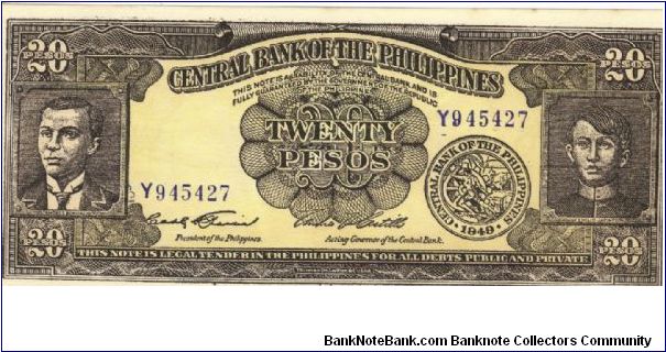 PI-137c Counterfeit English series 20 Pesos note with signature group 4. Banknote