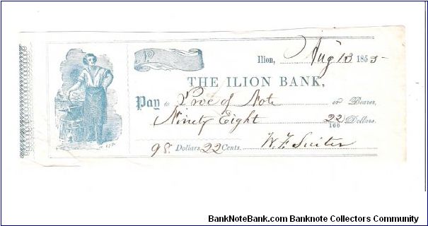 THE ILION BANK
Aug. 10, 1859

PRE-CIVIL WAR Banknote
