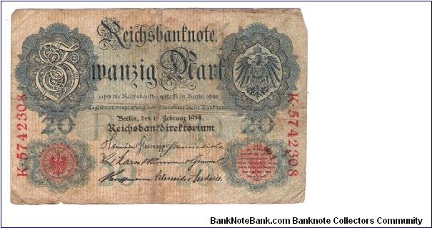 GERMANY
3 OF 8 DATED 1914
3 K 5742308 Banknote