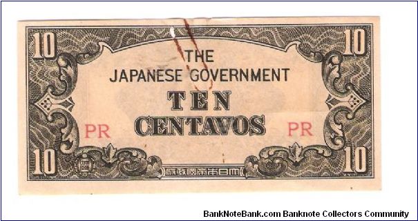 JAPANESES INVASION MONEY
10 CENTAVOS
PICK #104
2 OF 4 TOTAL Banknote