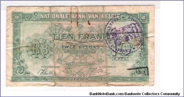 Banknote from Belgium year 1943