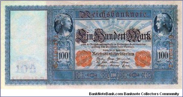 1910 German, 100 Marks. This has to be one of the most beautiful notes I've ever seen. I have 9 Ch Uncs along with the original envelope they were sent in from 1922, with intact wax seals. Banknote