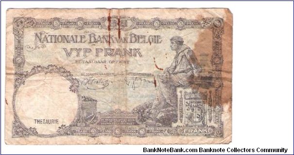 Banknote from Belgium year 1938