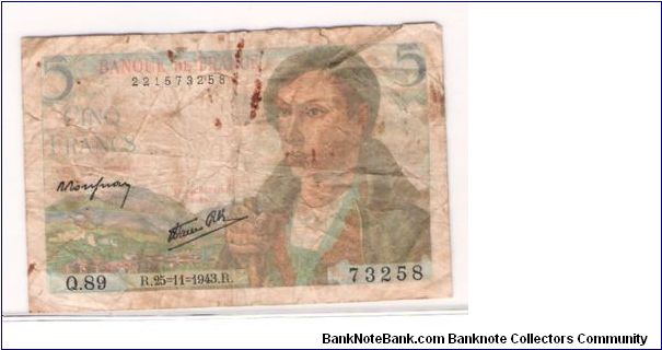 Banknote from France year 1943