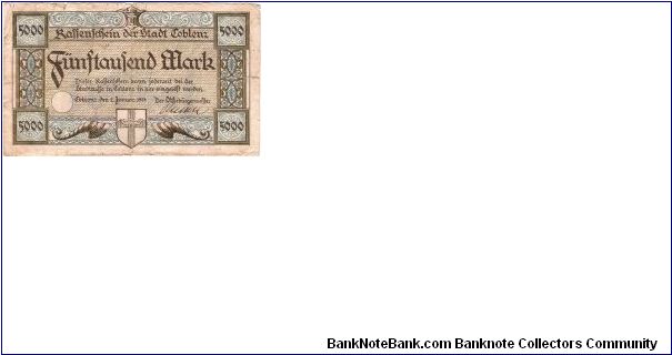 GERMANY- I THINK
5000 MARK
1 OF 7
C #58131 Banknote