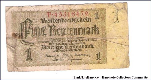 GERMANY
1 MARK
1937
T.45318479
4 OF 10 Banknote