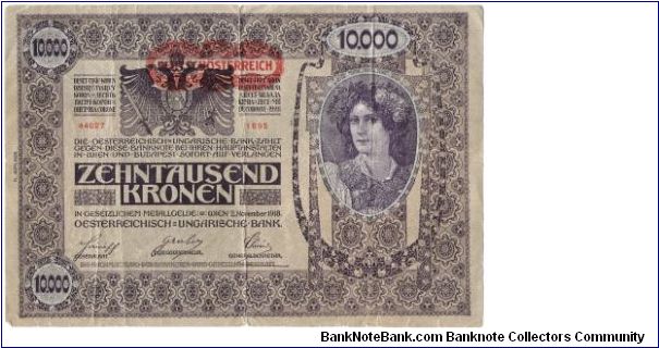 AUSTRIA
1918
10,000-KRONEN
44027 1695 Banknote