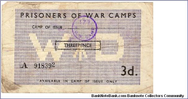 WWII POW 3 pence Banknote