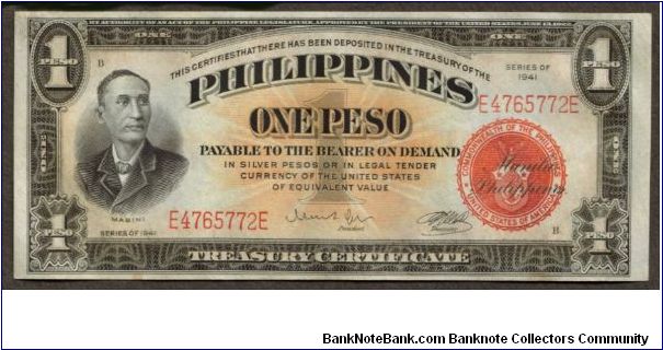 p89a 1 Peso Treasury Certificate Banknote