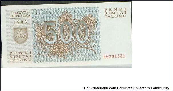 Banknote from Lithuania year 1993