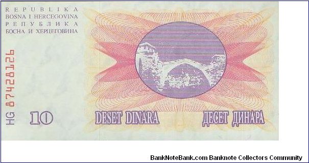 Banknote from Bosnia year 1992